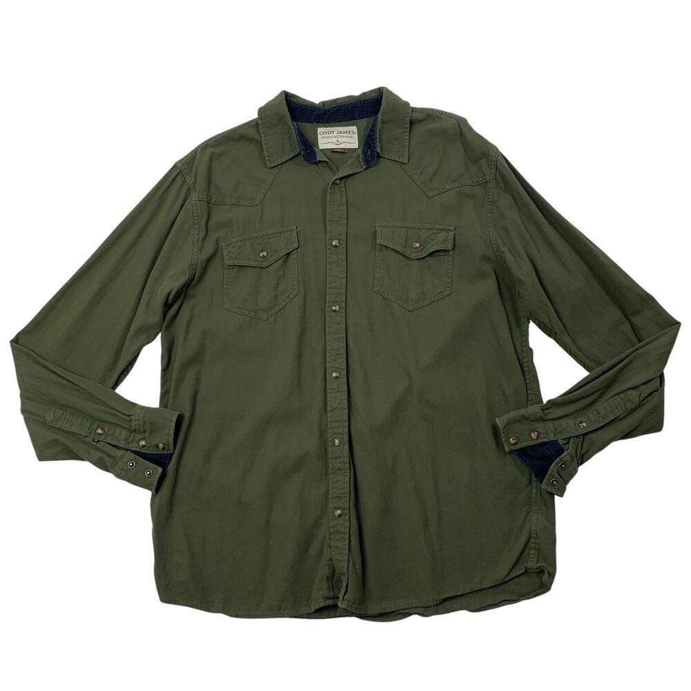 Cody James Shirt Mens L Large Hunter Green Snap Buttons Western Flannel Western